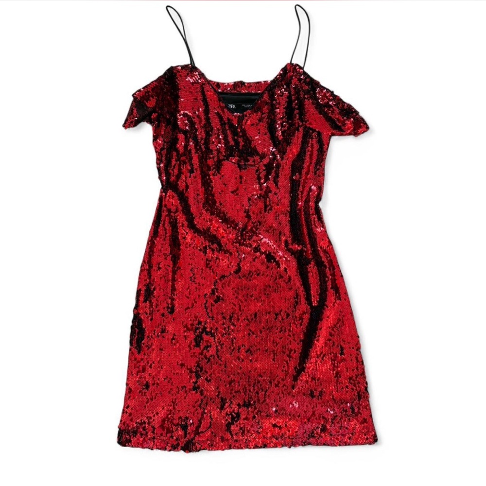 Elegant Red Sequin Mini Dress